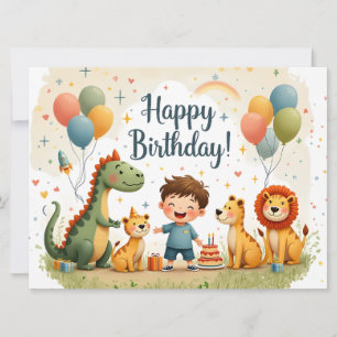 Lieve verjaardagskaart met dieren en jongen