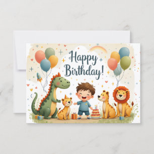 Lieve verjaardagskaart met dieren en jongen