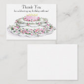 Lieve verjaardagstaart dank u notitiekaartje (Voorkant / Achterkant)