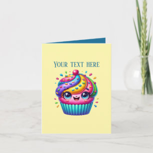 Lieve verkopers van bakkerij met aanpasbare cupcak kaart