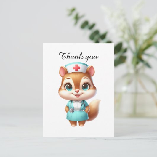 Lieve verpleegster dank je eekhoorn briefkaart (Staand voorkant)