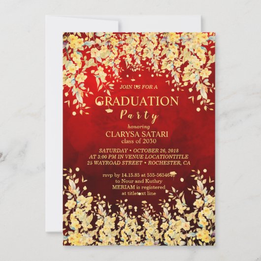 Lieve verse waterverf bloemen afgestudeerden kaart (Voorkant)