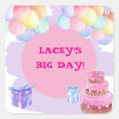 Lieve viering: Paarse verjaardag Vierkante Sticker (Voorkant)
