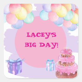 Lieve viering: Paarse verjaardag Vierkante Sticker