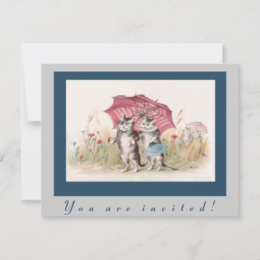 Lieve vintage kat uitnodiging (Voorkant)