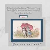 Lieve vintage kat uitnodiging (Voorkant / Achterkant)