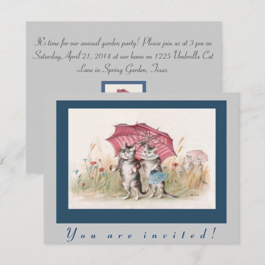 Lieve vintage kat uitnodiging (Voorkant / Achterkant)