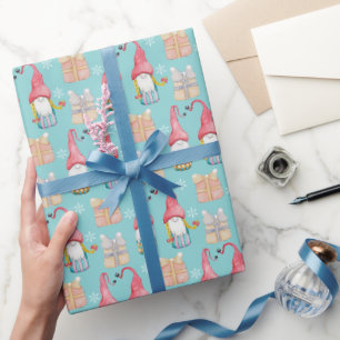 Lieve Vintage Kerstcadeau Gnome Cadeaupapier