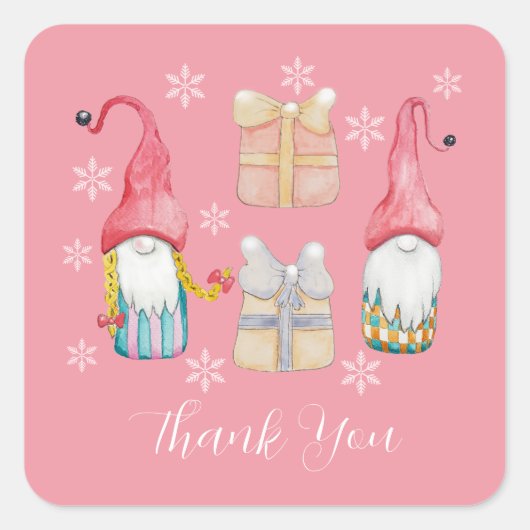 Lieve Vintage Kerstcadeau Kabouters Vierkante Sticker (Voorkant)