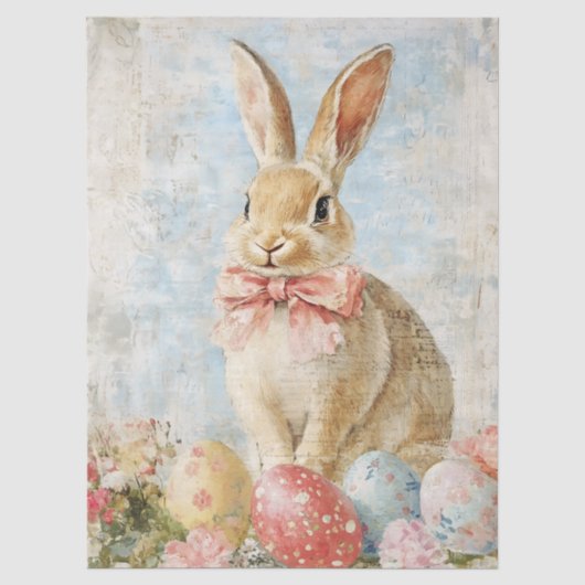 Lieve Vintage Paashaas Decoupage Tissuepapier (Voorkant)