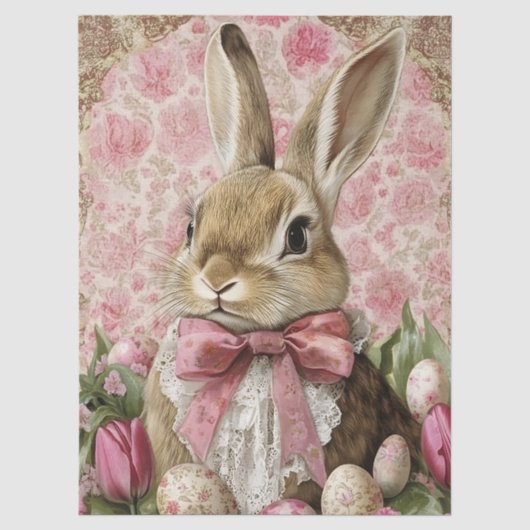 Lieve Vintage Paashaas Decoupage Tissuepapier (Voorkant)