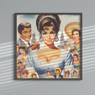 Lieve Vintage Vrouw Poster