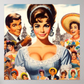Lieve Vintage Vrouw Poster (Voorkant)
