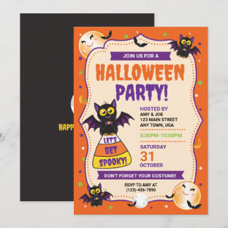 Lieve Vleermuis Halloween-feestuitnodiging Persoon Kaart