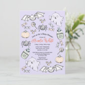 Lieve Vleermuis Spin Pastel Uitnodiging (Staand voorkant)