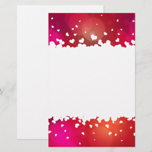 Lieve Vliegende Hearts Border Stationery Letterhea Briefpapier (Voorkant / Achterkant)