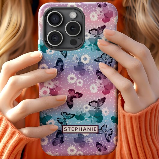Lieve Vlinder Daisy Meisjesachtig Gepersonaliseerd Case-Mate iPhone Case