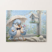 Lieve Vogel Vader Portret Puzzel (Horizontaal)