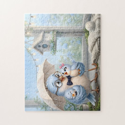 Lieve Vogel Vader Portret Puzzel (Verticaal)