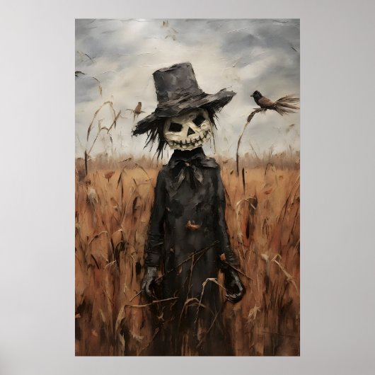 Lieve vogelverschrikker in herfstveldprint, Hallow Poster (Voorkant)