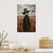 Lieve vogelverschrikker in herfstveldprint, Hallow Poster (Keuken)
