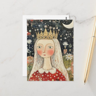 Lieve volks kunst koningin briefkaart