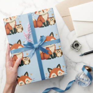 Lieve vos en uil Whimsical bos illustratie Cadeaupapier