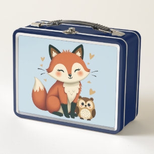 Lieve Vos en Uil Whimsy Illustratie van het Bos
