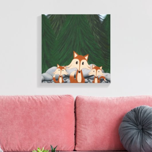 Lieve Vos Familie Canvas Afdruk (Insitu (Woonkamer))