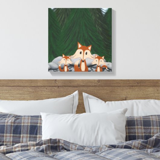 Lieve Vos Familie Canvas Afdruk (Insitu (Slaapkamer))