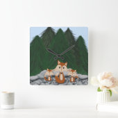 Lieve Vos Familie Vierkante Klok (Huis)