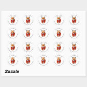 Lieve Vos in een Rode Sjaal Herfst Afbeelding Adre Ronde Sticker (Vel)
