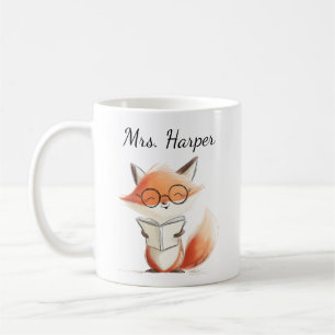 Lieve voslerares lezend koffiemok