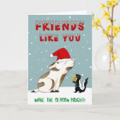 Lieve Vriend Varken Kerstmis Kaart (Gele Bloem)