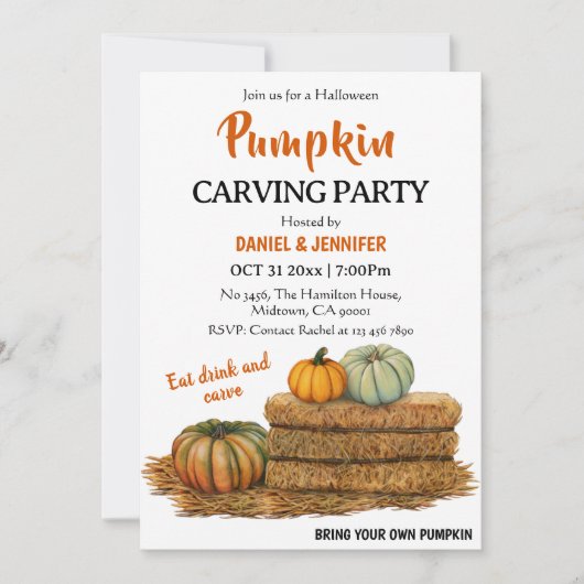 Lieve vrolijke pompoensnij Halloweenfeestje Kaart (Voorkant)