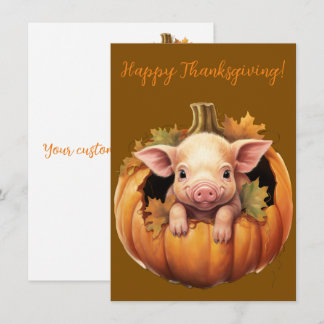 Lieve vrolijke Thanksgiving varken watercolor kaar
