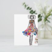 Lieve vrouw in collage mode outfit briefkaart (Staand voorkant)