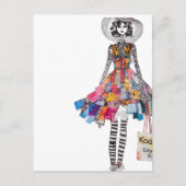 Lieve vrouw in collage mode outfit briefkaart (Voorkant)