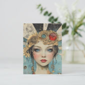 Lieve vrouw mixed media collage briefkaart (Staand voorkant)