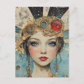 Lieve vrouw mixed media collage briefkaart (Voorkant)