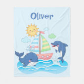 Lieve Walvis- en Dolfijnzeilboot Fleece Deken (Voorkant)