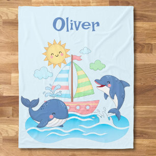 Lieve Walvis- en Dolfijnzeilboot Fleece Deken