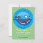 Lieve walvis en kalf speelse cartoon uitnodiging (Voorkant)