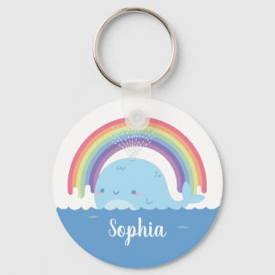 Lieve Walvis en Regenboog, Kleurrijke Gepersonalis Sleutelhanger