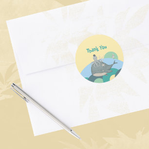 Lieve Walvisinktvis Gele Baby Shower Ronde Sticker