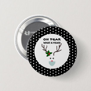 Lieve wat een jaar grappige kerstrendierster ronde button 5,7 cm