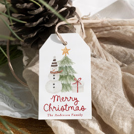 Lieve watercolorillustraties Prettig kerstfeest Cadeaulabel