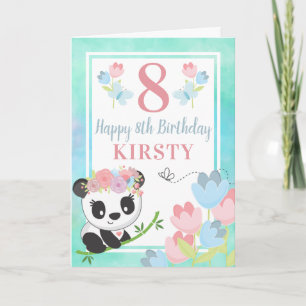 Lieve Waterverf Bloemrijke Lente Panda Kinderverja Kaart