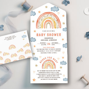 Lieve Waterverf Boho Regenboog Baby Shower All In One Uitnodiging