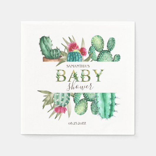 Lieve Waterverf Cactus Servet (Voorkant)